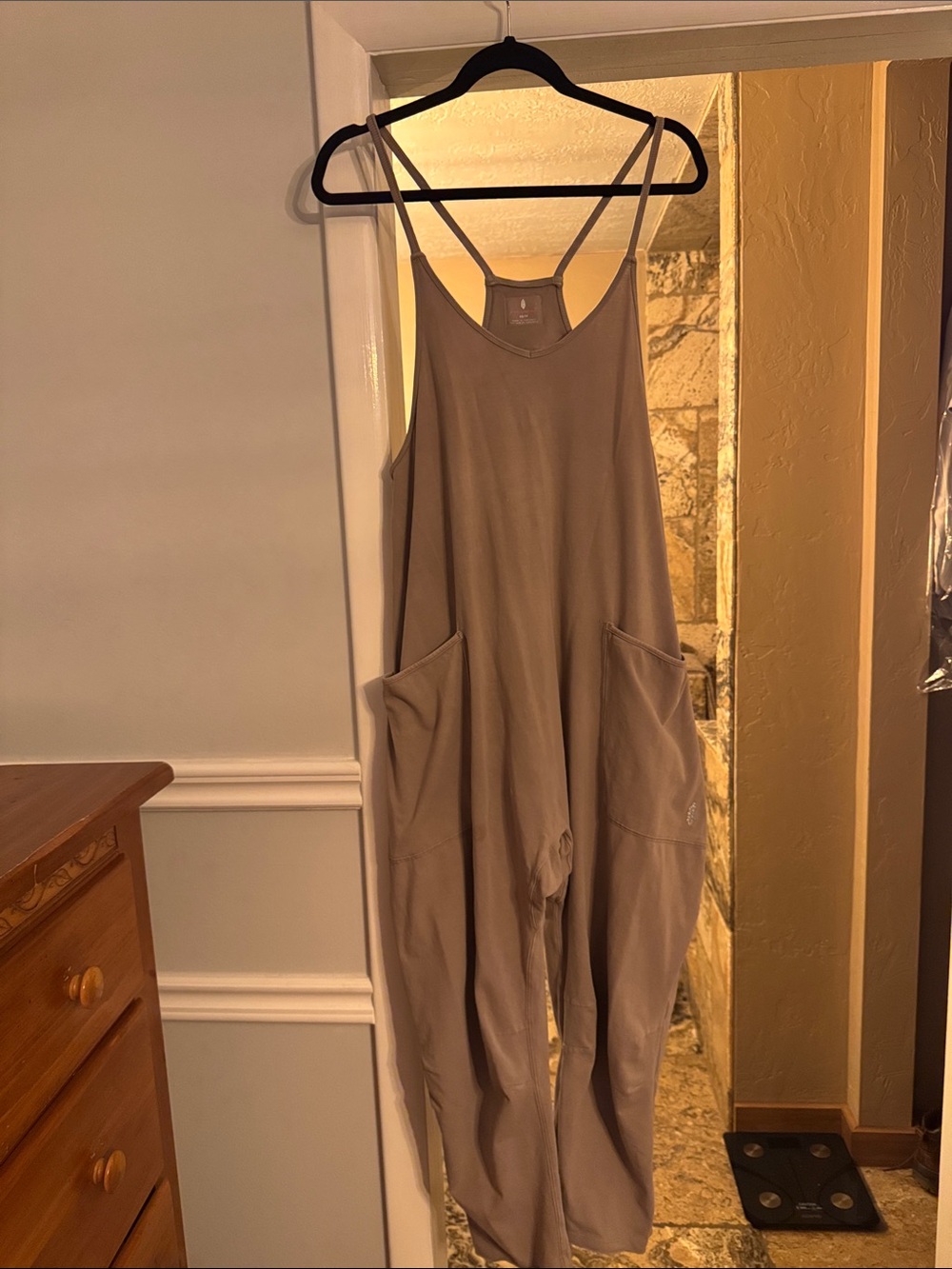Free People Taupe Relaxed Pocket Jumpsuit
